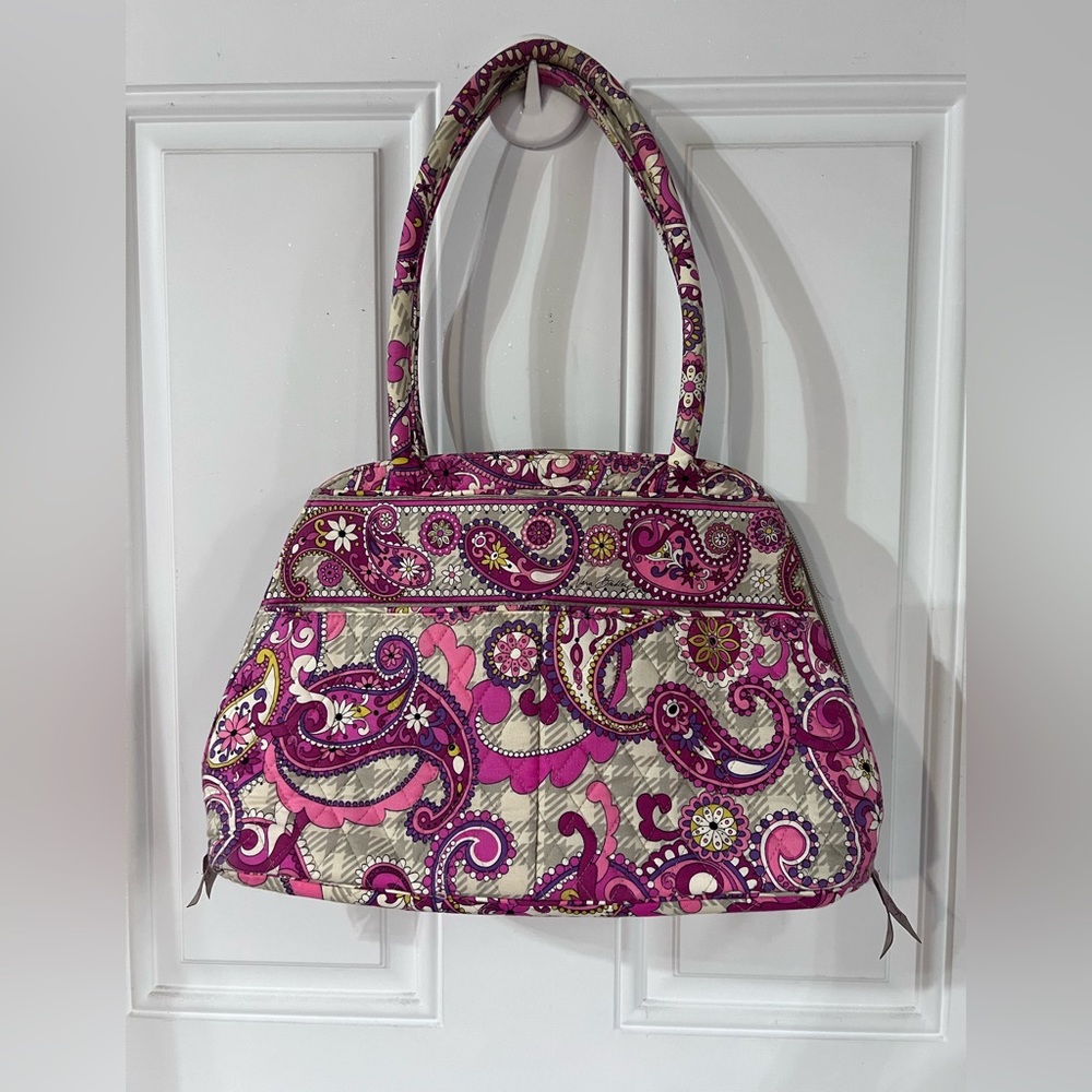 Vera Bradley bowler bag, EUC, pinks/greys